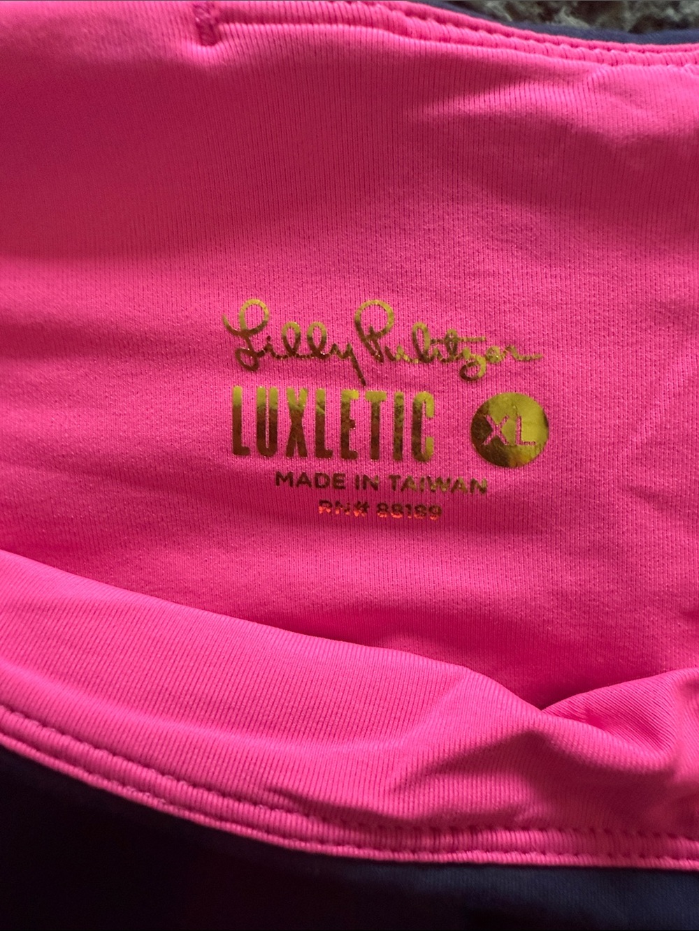 Lilly Pulitzer Blue Athletic Leggings with Gold Logo - Picture 2 of 5